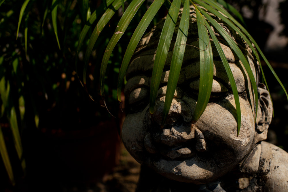 Statue with bamboo 